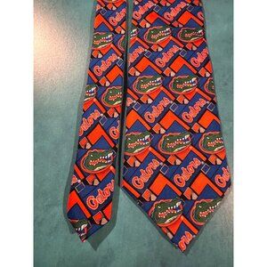 Vintage 90s Larson 100% Silk Florida Gators Tie – Bold Collegiate Allover‎ Print